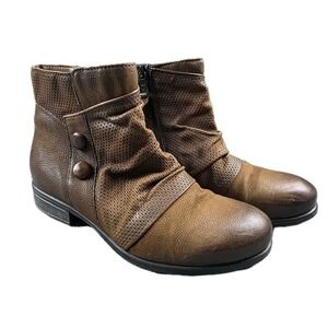 Miz Mooz Sallie Brown Leather Zip Ankle Boots Witchy Boho Steampunk EU 39 US 8.5